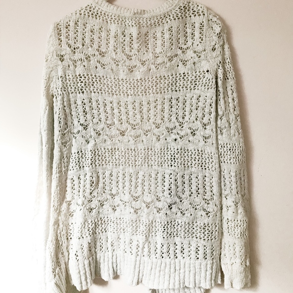 Aeropostale - White Button Up Knit Sweater - Picture 2 of 2